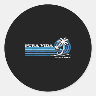 Vintage Retro Summer Vacation Costa Rica Pura Vida Classic Round Sticker