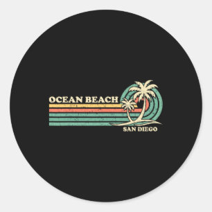 Vintage Retro Summer Vacation San Diego Ocean Beac Classic Round Sticker