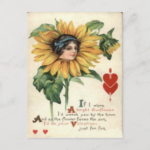Vintage Retro Sunflower Valentine Card