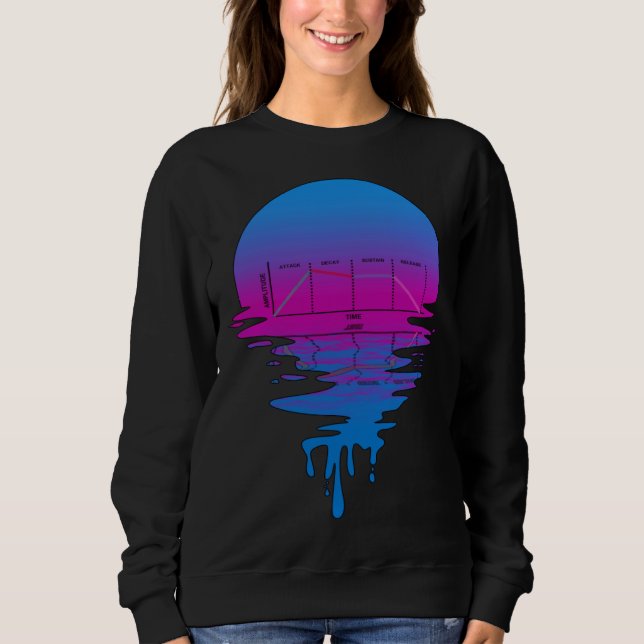 Vintage Retro Sunset ADSR Synth Sweatshirt (Front)