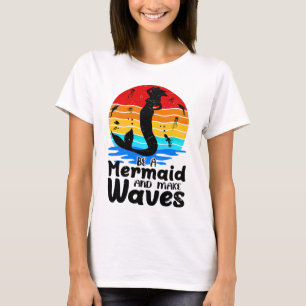 Vintage Retro Sunset Be a Mermaid Make Waves T-Shirt