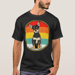 Vintage Retro Sunset Black Chihuahua Dog T-Shirt