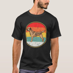 Vintage Retro Sunset Border Terrier Dog T-Shirt