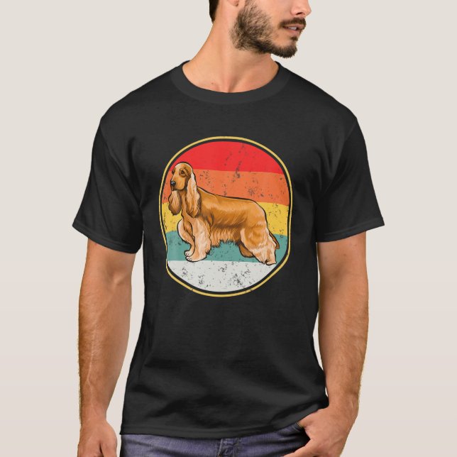 Vintage Retro Sunset Cocker Spaniel Dog T-Shirt (Front)