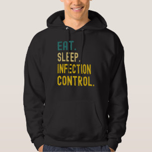 Vintage Retro Sunset Eat Sleep Infection Control Hoodie