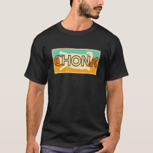 Vintage Retro Sunset Fat Cats Meme Chonk Cat T-Shirt