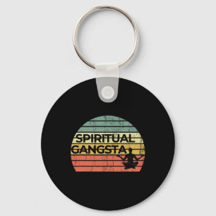 Vintage Retro Sunset Funny Yoga Spiritual Gangsta Key Ring