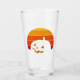Vintage Retro Sunset Halloween Pumpkin I Glass