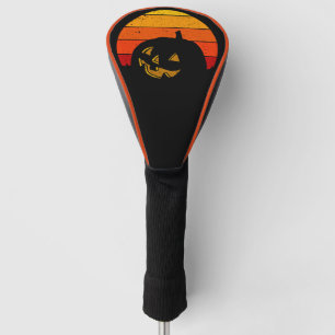 Vintage Retro Sunset Halloween Pumpkin I Golf Head Cover
