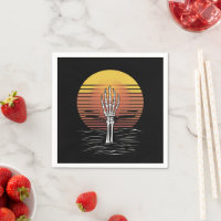 Vintage Retro Sunset Halloween Zombie Hand Scary