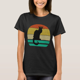 Vintage Retro Sunset Le Chat Noir Black Cat T-Shirt