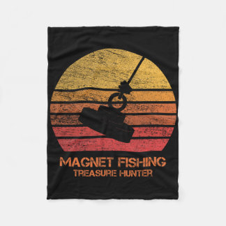 Vintage Retro Sunset Magnet Fishing Fleece Blanket