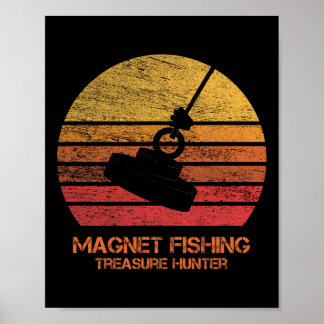 Vintage Retro Sunset Magnet Fishing Poster