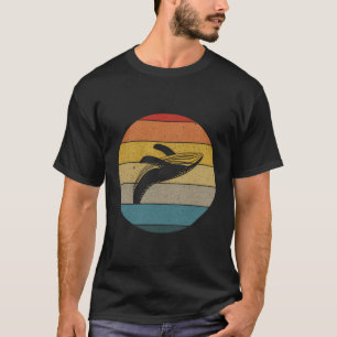 Vintage Retro Sunset Ocean Breaching Humpback Whal T-Shirt