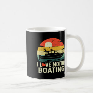 Vintage Retro Sunset Pontoon Boat I Love Motor Boa Coffee Mug