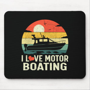 Vintage Retro Sunset Pontoon Boat I Love Motor Boa Mouse Pad