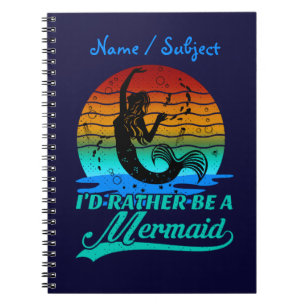 Vintage Retro Sunset Rather Be A Mermaid  Notebook