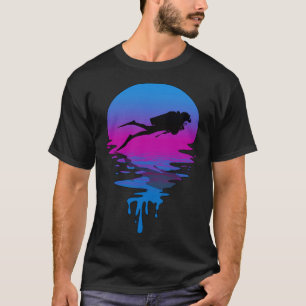 Vintage Retro Sunset Scuba Diving T-Shirt