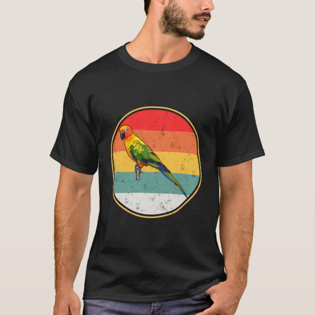 Vintage Retro Sunset Sun Conure Bird T-Shirt (Front)