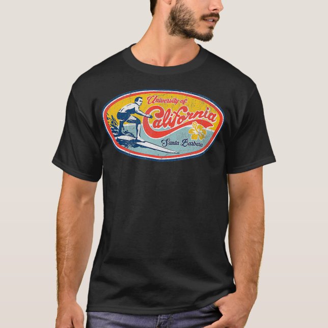 Vintage Retro Surf Style UCSB  T-Shirt (Front)