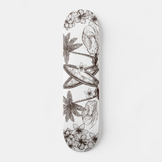 Vintage Retro Surf Vibes Palm Trees Hawaii Cali Skateboard