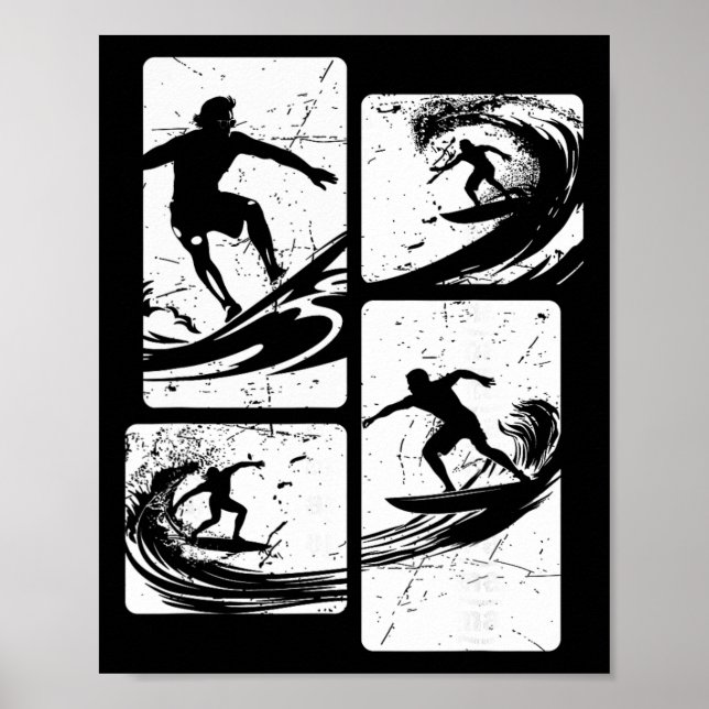 Vintage Retro Surfing Sunset  Poster (Front)