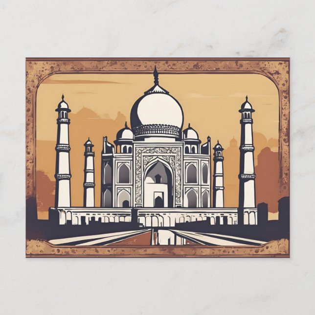 Vintage Retro Taj Mahal Postcard (Front)