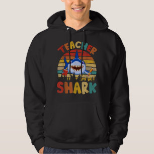 Vintage Retro Teacher Shark Funny Teacher Shark Lo Hoodie