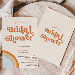 Vintage Retro Terracotta  Beige Bridal Shower Invitation