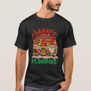 Vintage Retro Thankful for My Gnomies Christmas Th T-Shirt