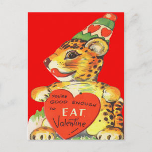 Vintage Retro Tiger Valentine Card
