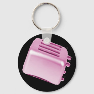 Vintage Retro Toaster Design - Pink Key Ring