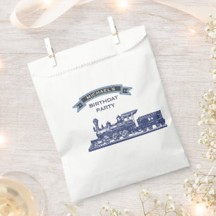 Vintage Retro Train Kids Birthday Party Favour Bag
