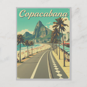 Vintage Retro Travel - Copacabana Beach  Postcard