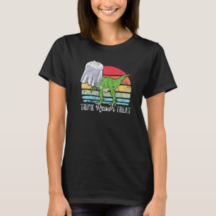 Vintage Retro Trick Rawr Treat Ghost Dino Trex Hal T-Shirt