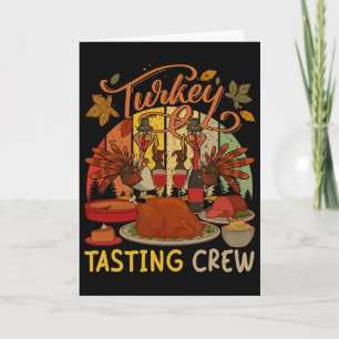 Vintage Retro Turkey Tasting Crew Thanksgiving Dri Card