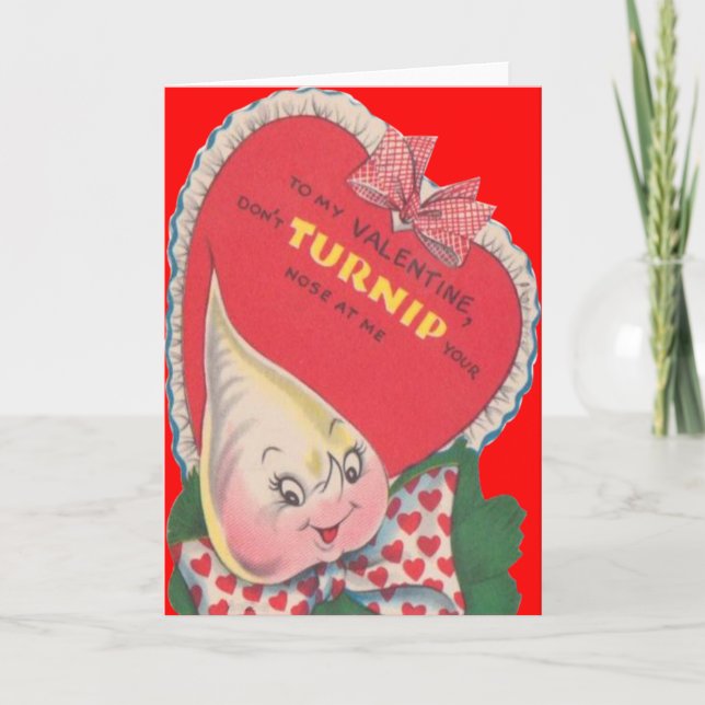 Vintage Retro Turnip Valentine Card (Front)
