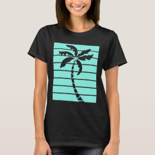 Vintage Retro Turquoise Palm Tree Summer Beaches L T-Shirt