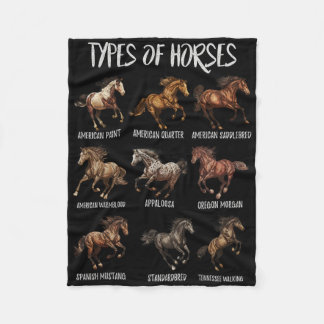 Vintage Retro Types Of Horses1  Fleece Blanket