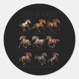 Vintage Retro Types Of Horses Horse Breed Horsebac Classic Round Sticker