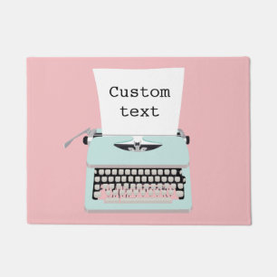 Vintage retro typewriter and paper design doormat