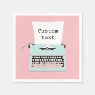 Vintage retro typewriter and paper design napkin