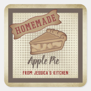 Vintage retro typography homemade apple pie square sticker