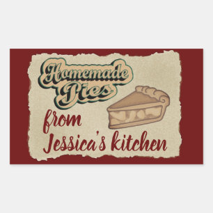 Vintage retro typography homemade pies rectangular sticker