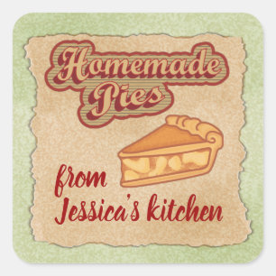 Vintage retro typography homemade pies square sticker