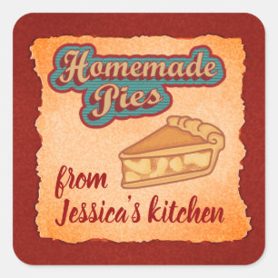 Vintage retro typography homemade pies square sticker