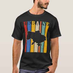 Vintage Retro Ukraine Map Flag Ukrainian Freedom S T-Shirt