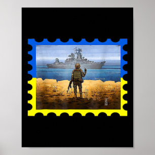 Vintage Retro Ukraine Postage Stamp Flag Pride Poster