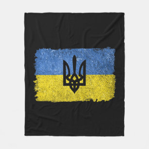 Vintage Retro Ukraine Ukrainian Flag Pride Patriot Fleece Blanket