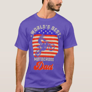Vintage Retro USA Flag Worlds Best Motocross Dad T-Shirt